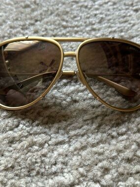 Jimmy Choo Gold Aviator Sunglasses with Brown Lenses